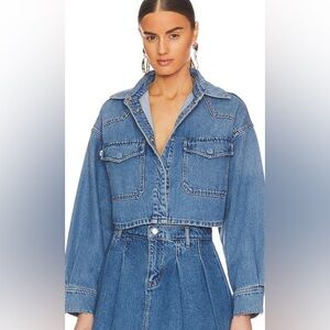 Lovers and Friends Micah Cropped Denim Shacket in California